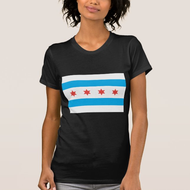 Stadtflagge von Chicago T-Shirt (Vorderseite)