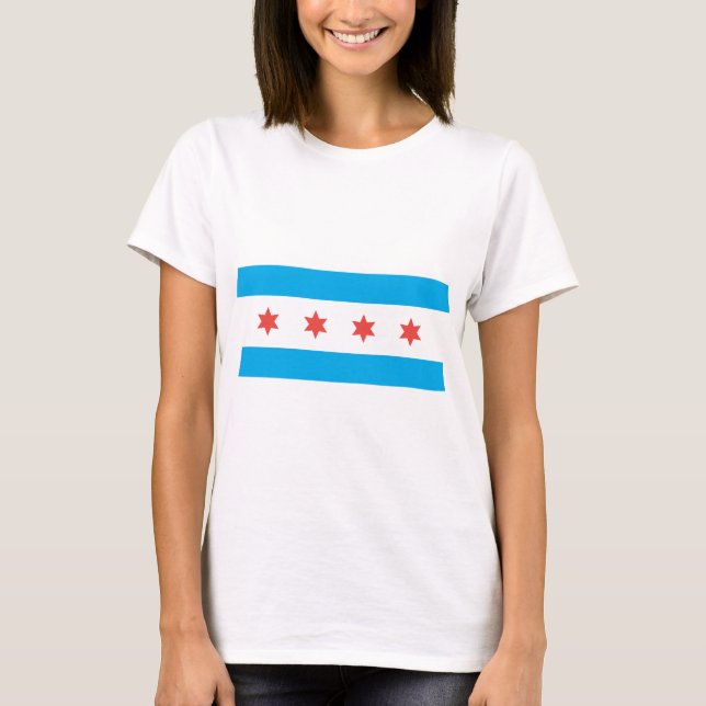 Stadtflagge von Chicago T-Shirt (Vorderseite)