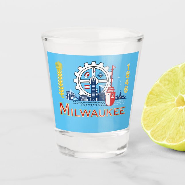 Stadtflagge von Milwaukee Schnapsglas (Vorderseite)
