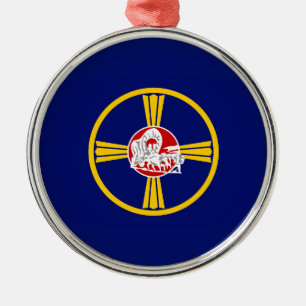 Stadtflagge von Omaha (Nebraska) Ornament Aus Metall