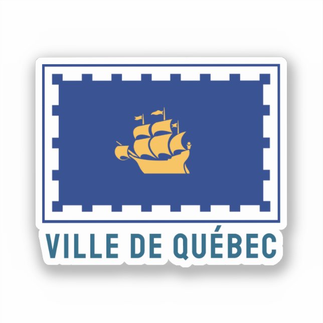 Stadtflagge von Quebec Aufkleber (Vorderseite)