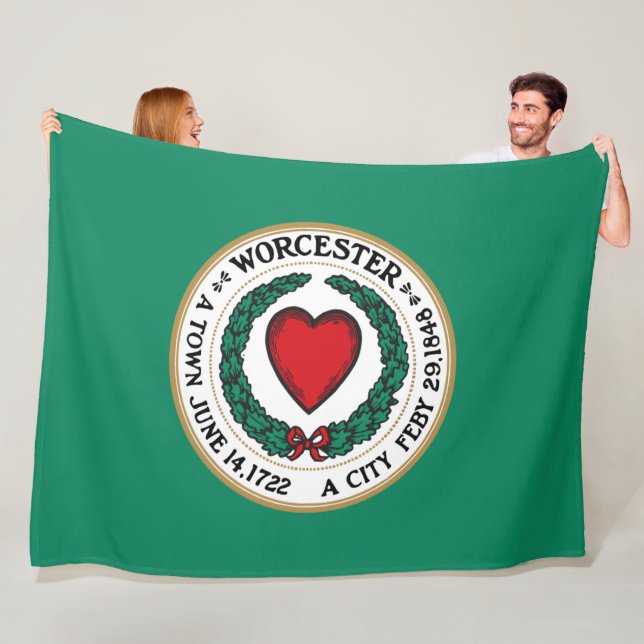 Stadtflagge von Worcester (Massachusetts) Fleecedecke (Beispiel)