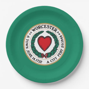 Stadtflagge von Worcester (Massachusetts) Pappteller