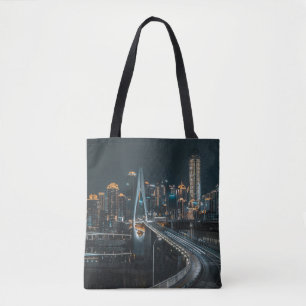 STADTGEBÄUDE WÄHREND DER NACHT TASCHE
