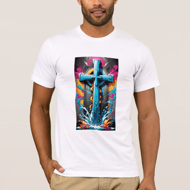 Stadtglaube: Graffiti Religious Print T - Shirt (Vorderseite)