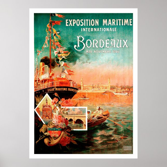Stadthafen Bordeaux, Frankreich, Touristenschiff,  Poster (Vorne)