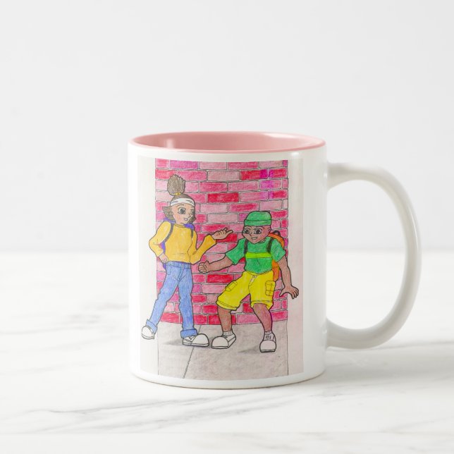 Städtische Animekunstgaleriecharaktere Zweifarbige Tasse (Rechts)