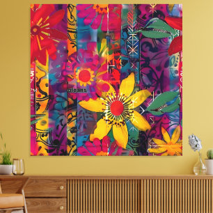 Städtische Blüte – Lebendige Graffiti-Blumenexplos Leinwanddruck