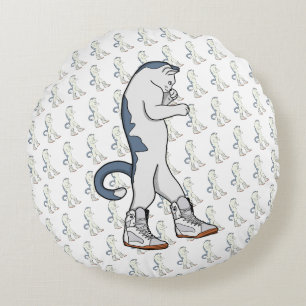 Städtische Boxerkatze in Sneaker Walk Fighter Rundes Kissen