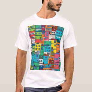Städtische brasilianische Favela: farbenfroher Hin T-Shirt