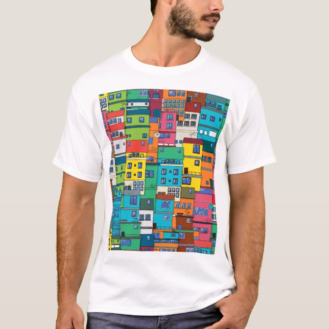 Städtische brasilianische Favela: farbenfroher Hin T-Shirt (Vorderseite)