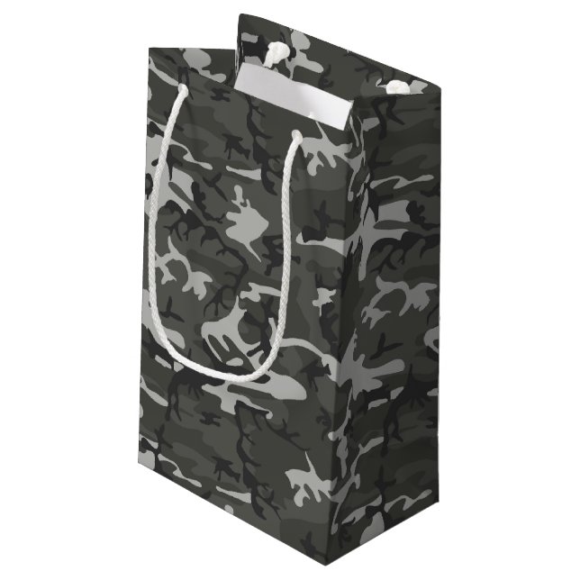 Städtische Camouflage Muster Camping und Jagd Kleine Geschenktüte (Rückseite Schrägansicht)