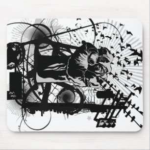 Städtische Faust mit Krähen- und Drahtillustration Mousepad