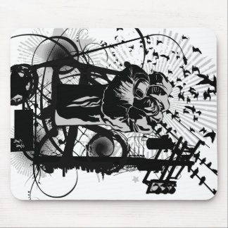 Städtische Faust mit Krähen- und Drahtillustration Mousepad