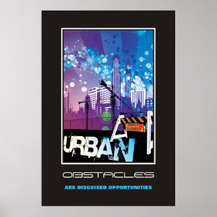 Städtische Gebäude Hindernis motivierend Plakat