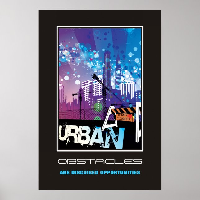 Städtische Gebäude Hindernis motivierend Plakat (Vorne)