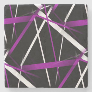 Städtische Geometrie Schwarz Weiß Lila Steinuntersetzer
