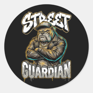 Städtische Graffiti-Bulldogge Street Guardian Wand Runder Aufkleber