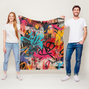 Städtische Graffiti-Collage mit kräftigen Farben Fleecedecke