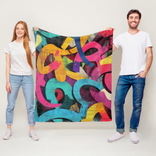 Städtische Graffiti-Collage mit kräftigen Farben Fleecedecke