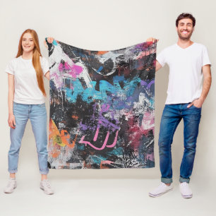 Städtische Graffiti-Collage mit kräftigen Farben Fleecedecke