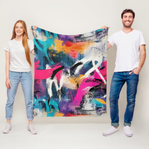 Städtische Graffiti-Collage mit kräftigen Farben Fleecedecke
