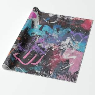 Städtische Graffiti-Collage mit kräftigen Farben   Geschenkpapier