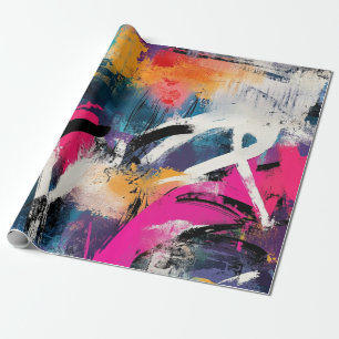 Städtische Graffiti-Collage mit kräftigen Farben   Geschenkpapier