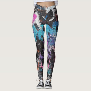 Städtische Graffiti-Collage mit kräftigen Farben Leggings