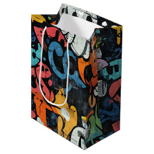 Städtische Graffiti-Collage mit kräftigen Farben Mittlere Geschenktüte