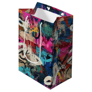 Städtische Graffiti-Collage mit kräftigen Farben Mittlere Geschenktüte