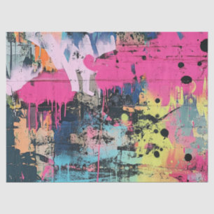 Städtische Graffiti-Collage mit kräftigen Farben Seidenpapier
