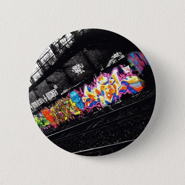städtische Graffitistraßenkunst schwarz u. Weiß Button (Vorderseite)