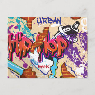 Städtische Hip-Hop-Graffiti-Wand. Postkarte