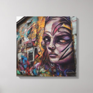 Städtische Kunst auf einem verlassenen Gebäude Leinwanddruck