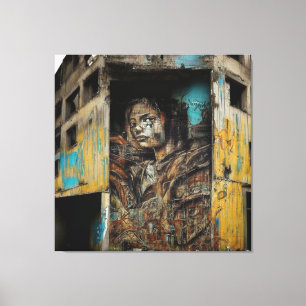 Städtische Kunst auf einem verlassenen Gebäude Leinwanddruck