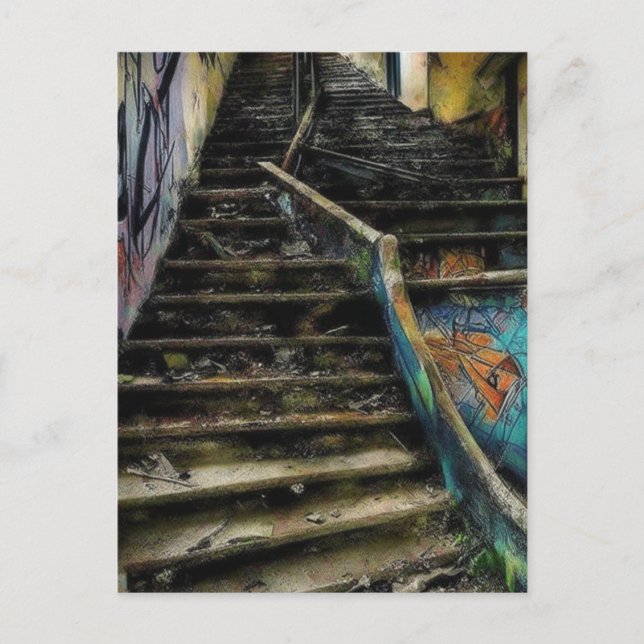Städtische Kunst auf Treppen Das Gebäude verlassen Postkarte (Vorderseite)