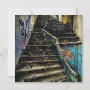 Städtische Kunst auf Treppen Verlassenes Gebäude