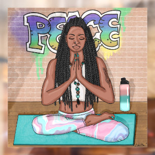 Städtische Kunst Hübsche Frau, die Meditation du Fensteraufkleber