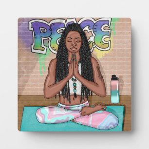 Städtische Kunst Hübsche Frau, die Meditation du Fotoplatte