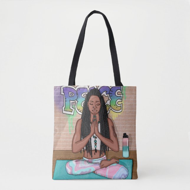 Städtische Kunst | Hübsche Frau, die Meditation du Tasche (Vorderseite)