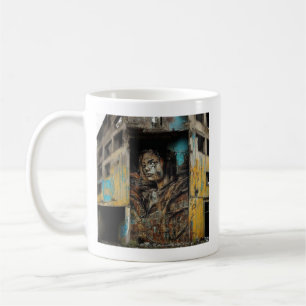 Städtische Kunst im Stich gelassen Gebäude Kaffeetasse