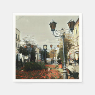 Städtische Landschaft Malerei Papiertuch Serviette