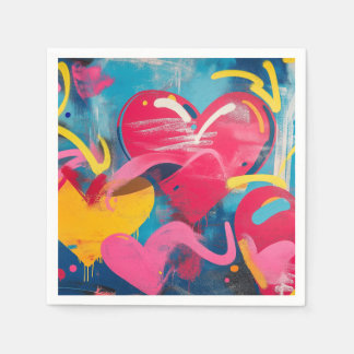 Städtische Liebe: Graffiti-Herzen Serviette