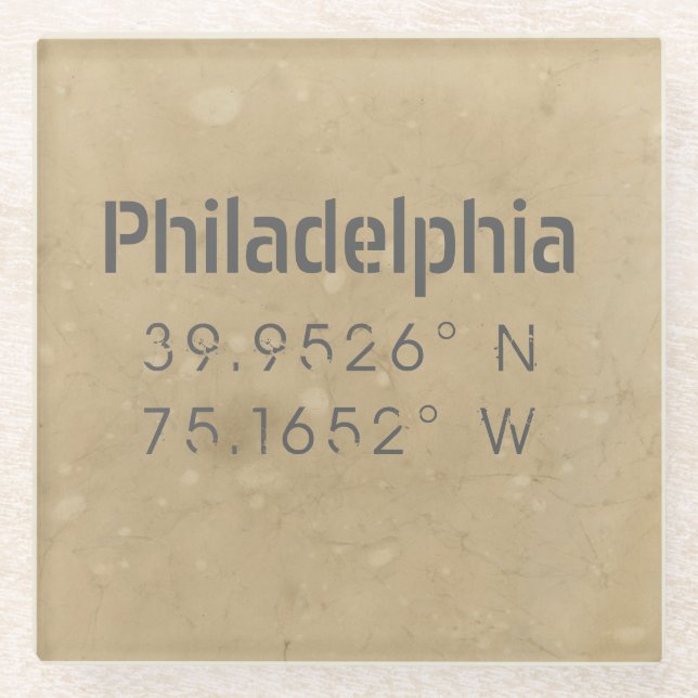 Städtische Philadelphia-Koordinaten Glasuntersetzer (Vorderseite)