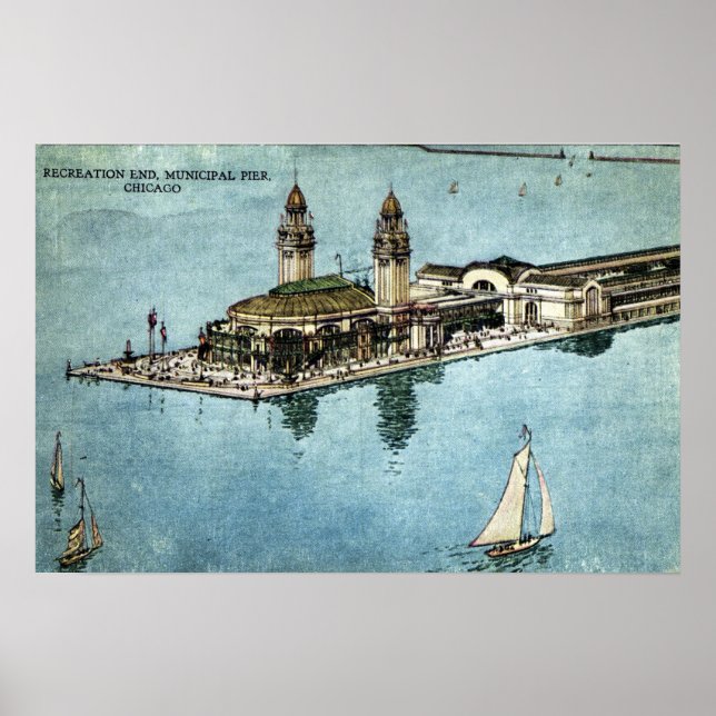 Städtische Pier Chicago Illinois Postcard 1925 Poster (Vorne)