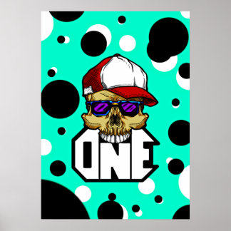 Städtische Schädel-Pop-Art-Illustration Poster
