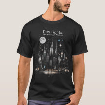 Städtische Skyline bei Nacht: Stilvolles T-Shirt