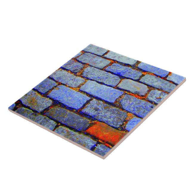 Städtische Steine (blau) Tile/Trivet Fliese (Seite)