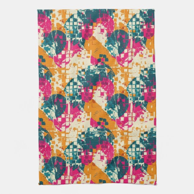 Städtische Straßenkunst Abstractes Farbbockmuster Geschirrtuch (Vertikal)